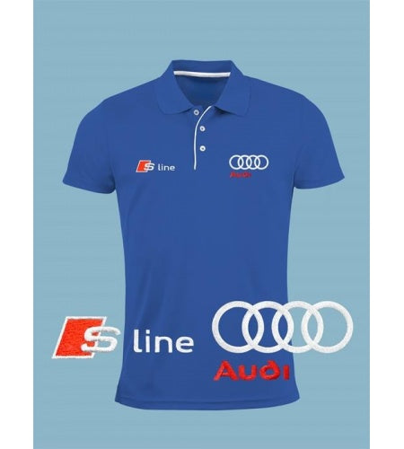 Audi S Line Polo Shirt | Embroidered Logo | Black Blue White Red | Short Sleeve | Slim T Shirt Auto Car | Mens Clothing |Accessories