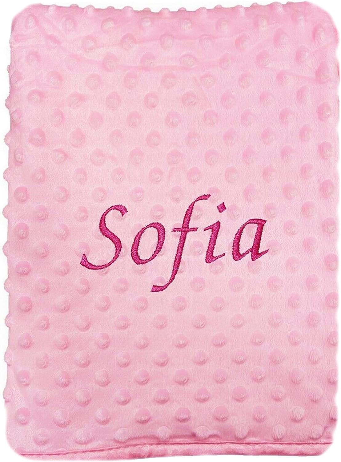 Baby Boy Girl Personalised Blanket Embroidered Name Bobble Pink Blue White Grey (White Bobble Blanket)