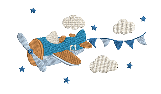 Plane embroidery designs - Airplane embroidery design machine embroidery pattern - Baby boy embroidery file - sky stars instant download