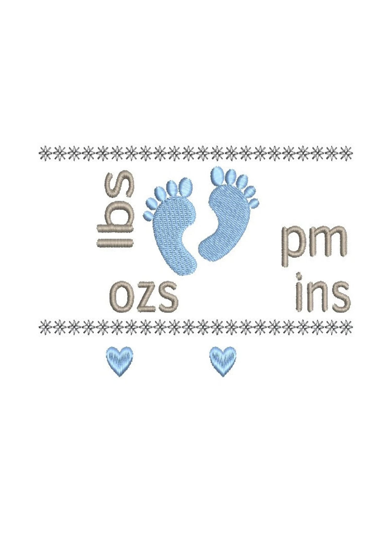 Birth Announcement Embroidery Design, Birth Template, Baby Feet, Machine Embroidery, Birth Stats, AM/PM, 3 Sizes, Instant Download