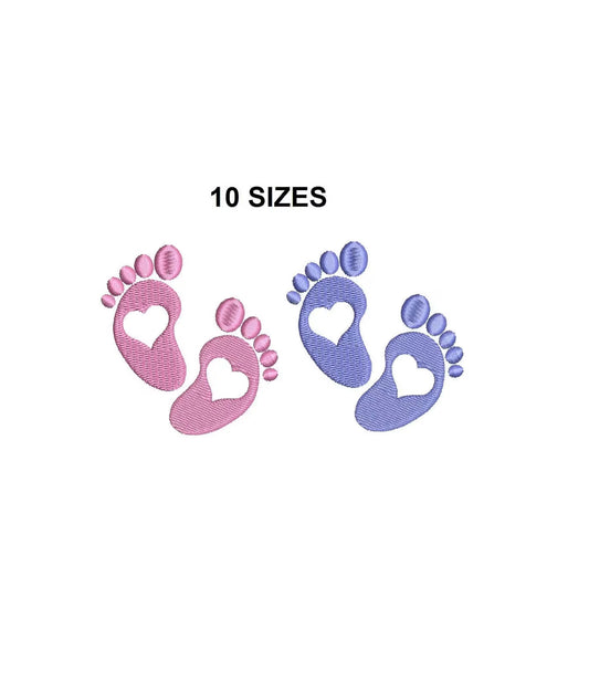 Baby Feet Embroidery Design. Mini Baby Feet Embroidery Design. Newborn Baby Footprint. Baby embroidery design. Mini foot design.