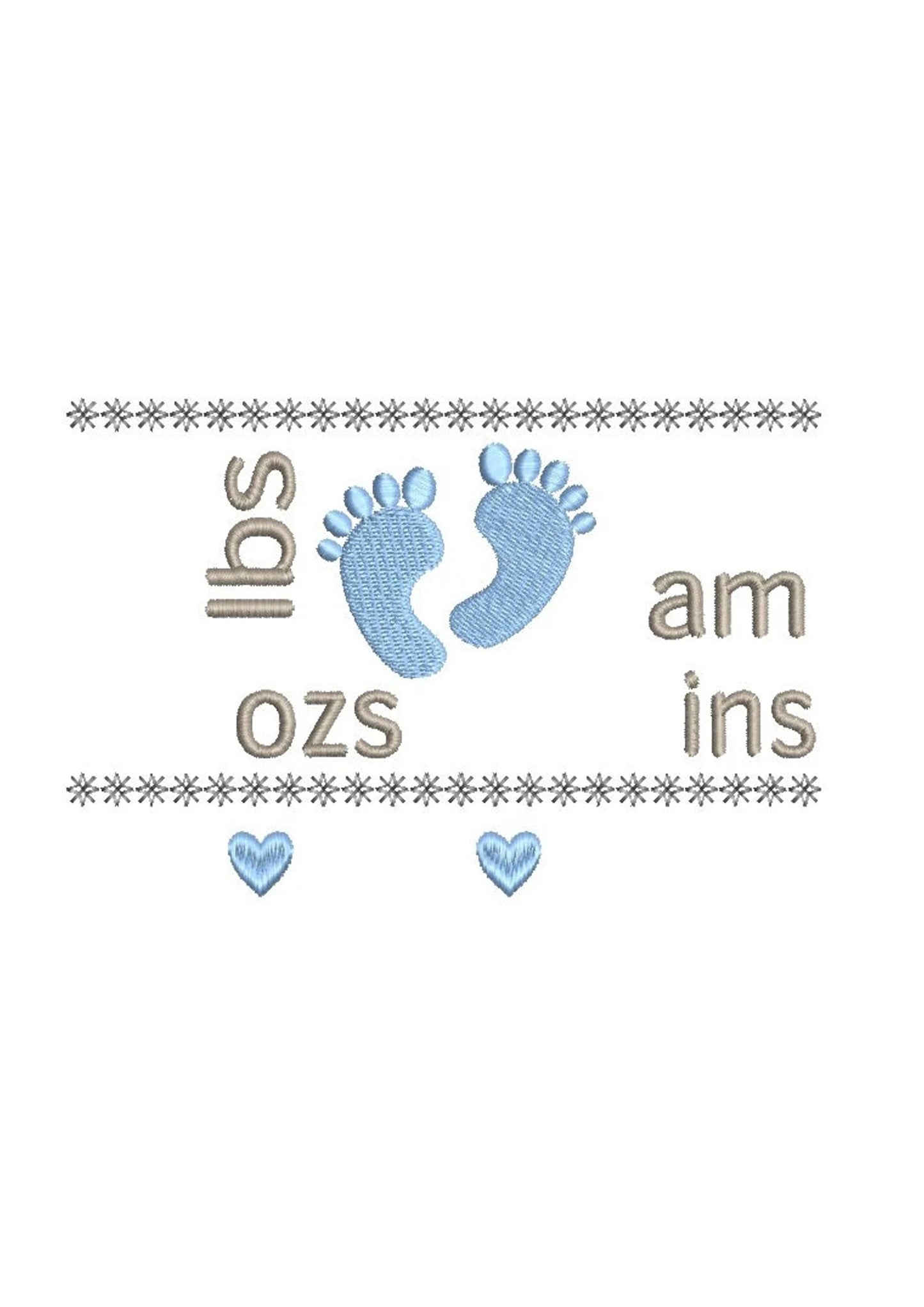 Birth Announcement Embroidery Design, Birth Template, Baby Feet, Machine Embroidery, Birth Stats, AM/PM, 3 Sizes, Instant Download