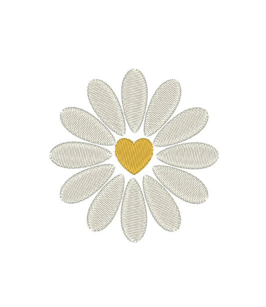 Heart Daisy Embroidery Design, Daisy Embroidery File, Mini Flower Embroidery Design, Simple Flower Embroidery Design