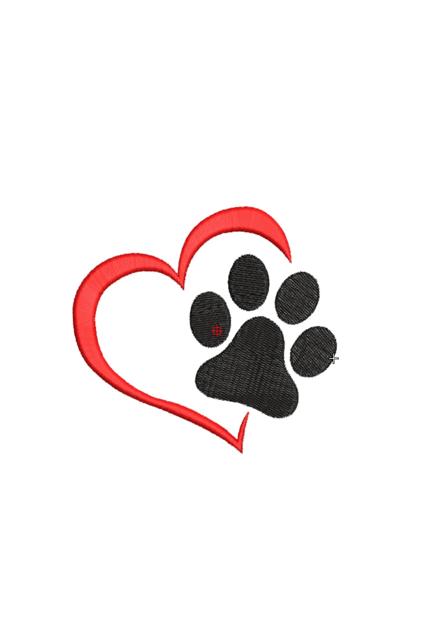 Paw with Heart Embroidery Design, 5 Sizes, Paw Dog Machine Embroidery Design, Paw Filled Stitch, Paw silhouette, Dog embroidery design