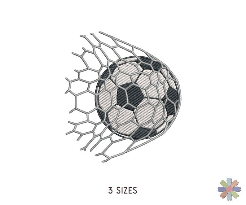 Football Ball in Net Goal Embroidery Design Onni. Machine Embroidery Soccer Sport Pattern. Multi Format Files. Instant Download Digital File